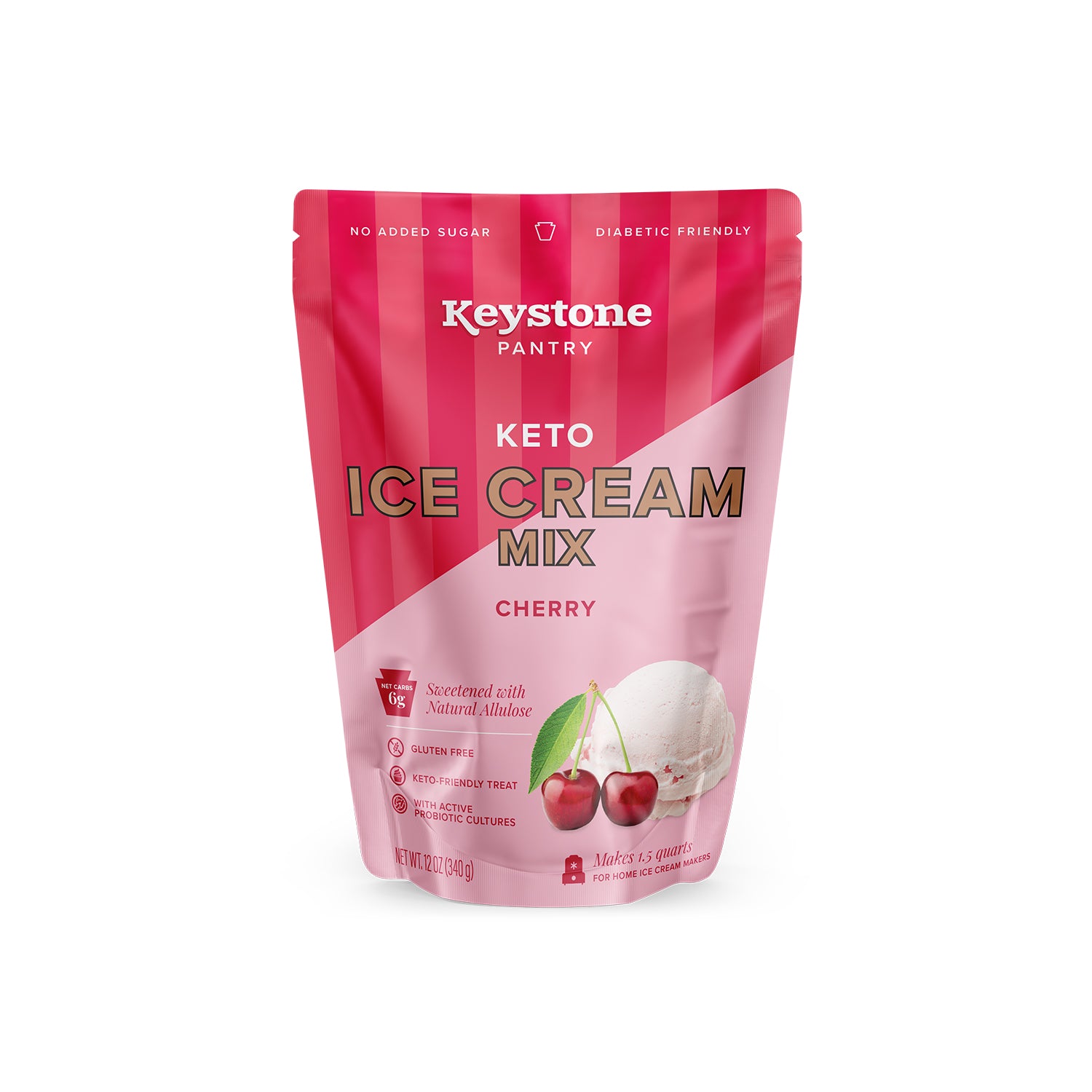Keystone Pantry Keto Ice Cream Mix Cherry with Probiotic Cultures