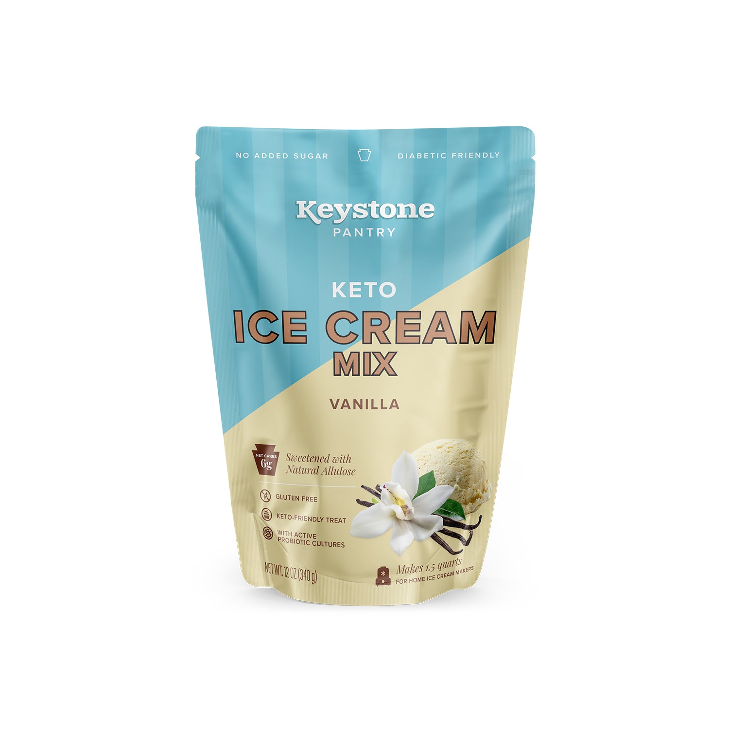 Keystone Pantry Keto Ice Cream Mix Vanilla with Probiotics Cultures