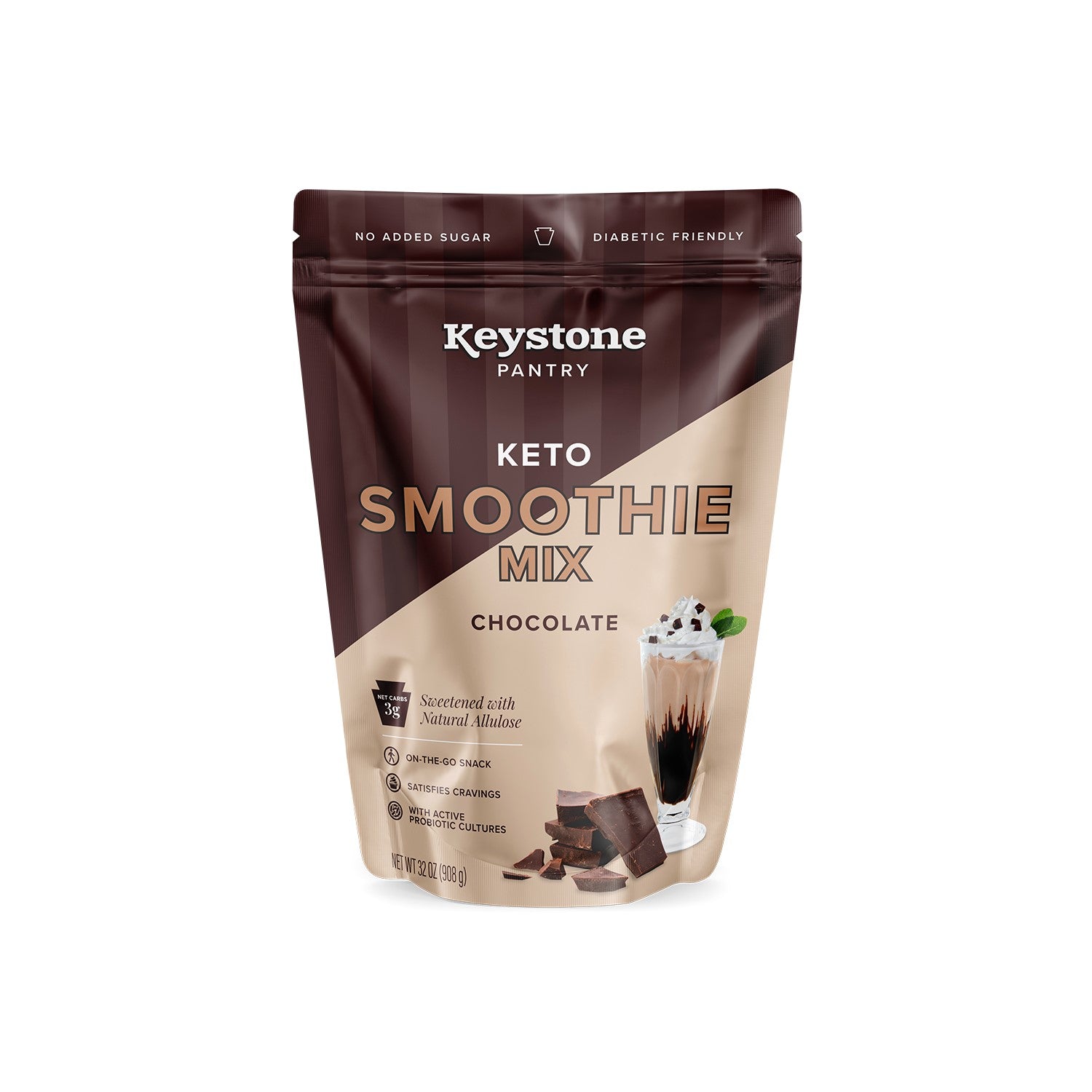 Keystone Pantry Chocolate Keto Smoothie Mix 2lbs with Probiotics