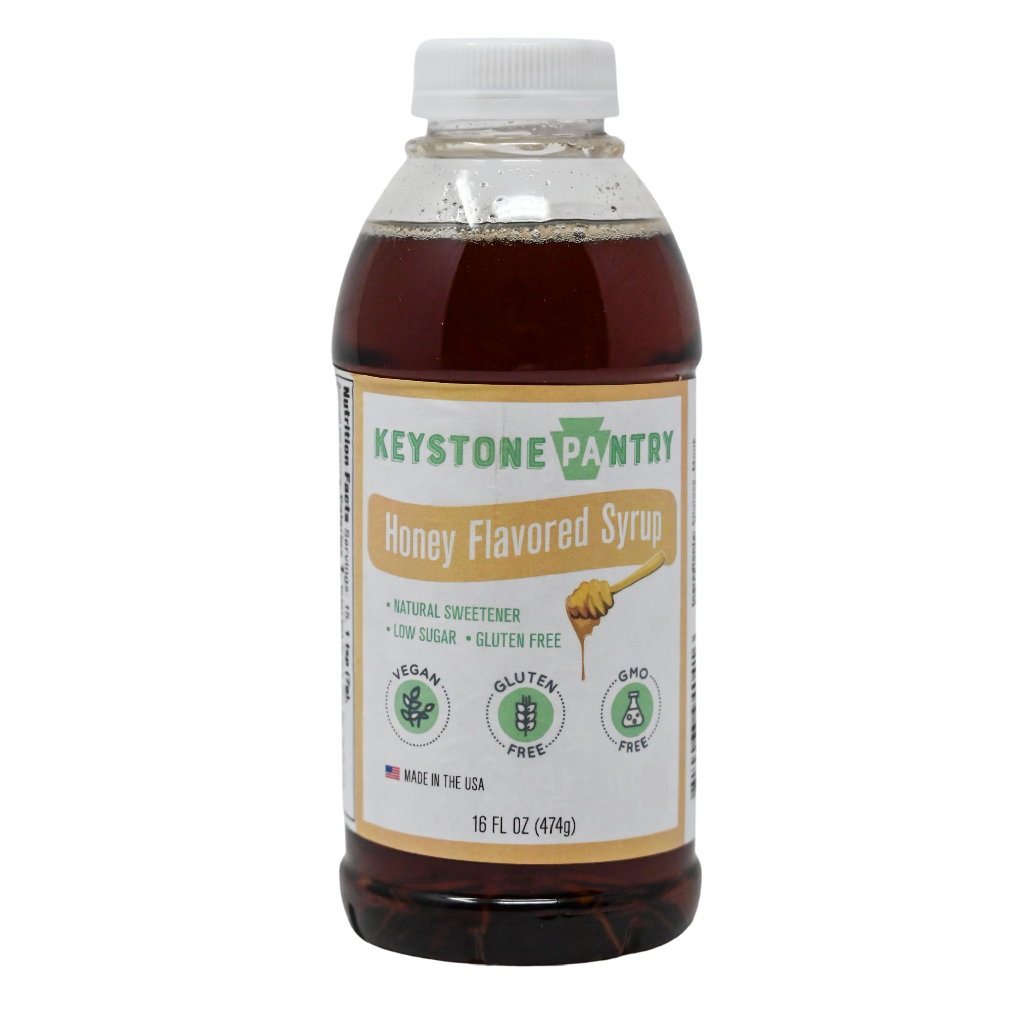 Keystone Pantry Honey Flavored Syrup with Monk Fruit 1 pint bottle