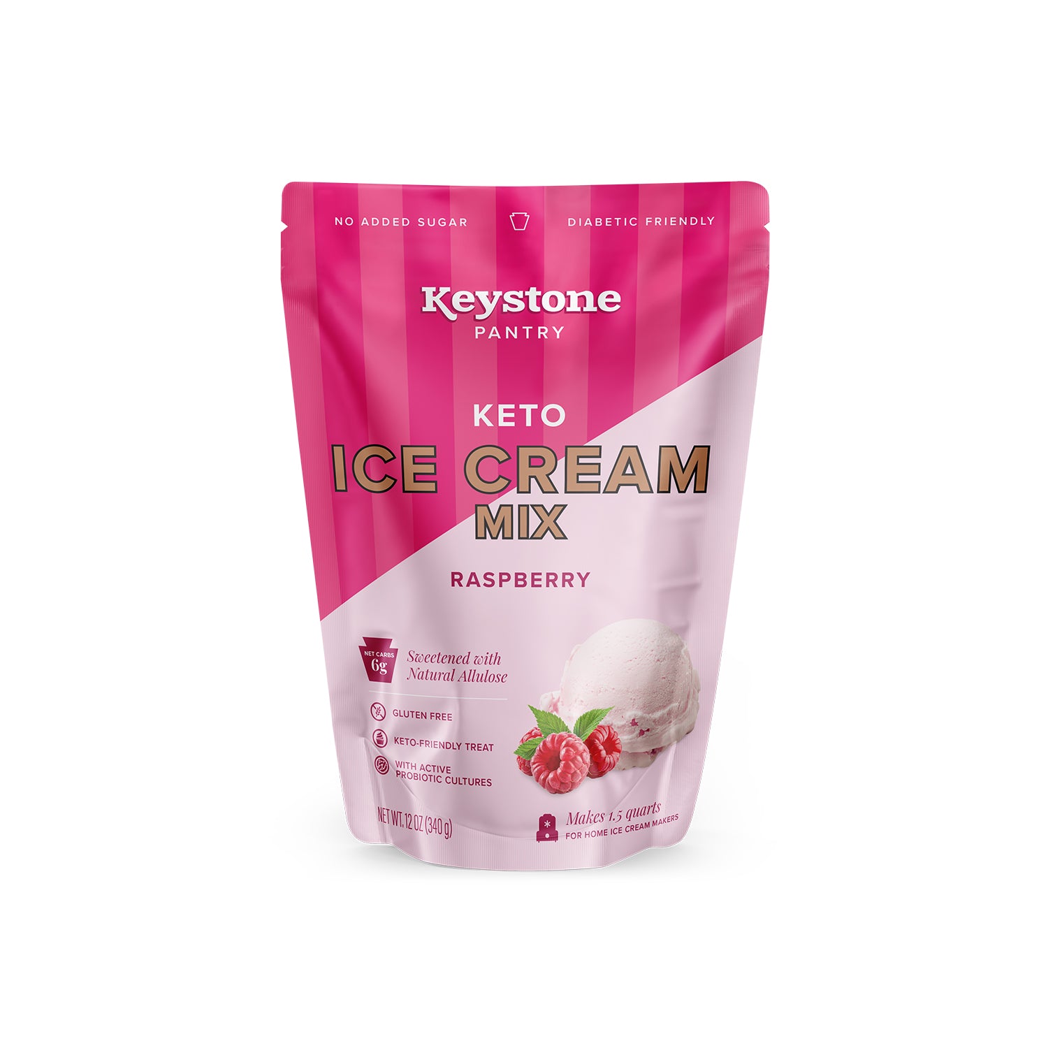 Keystone Pantry Keto Ice Cream Mix Raspberry With Probiotic Cultures